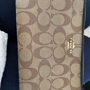 Coach Tan Signature Zip Wallet